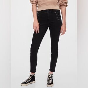 GAP High Rise True Skinny Sailor Ankle Jeans Secret Smoothing Pockets Black 2/26